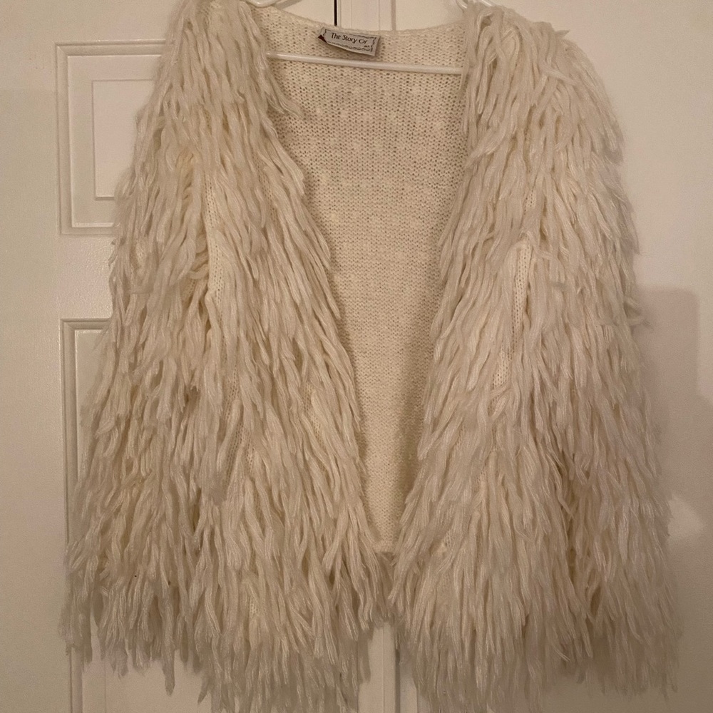 White Fringe Cardigan
